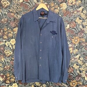 Harley-Davidson Blue Gray Button-Up Mechanical Shirt Size XL